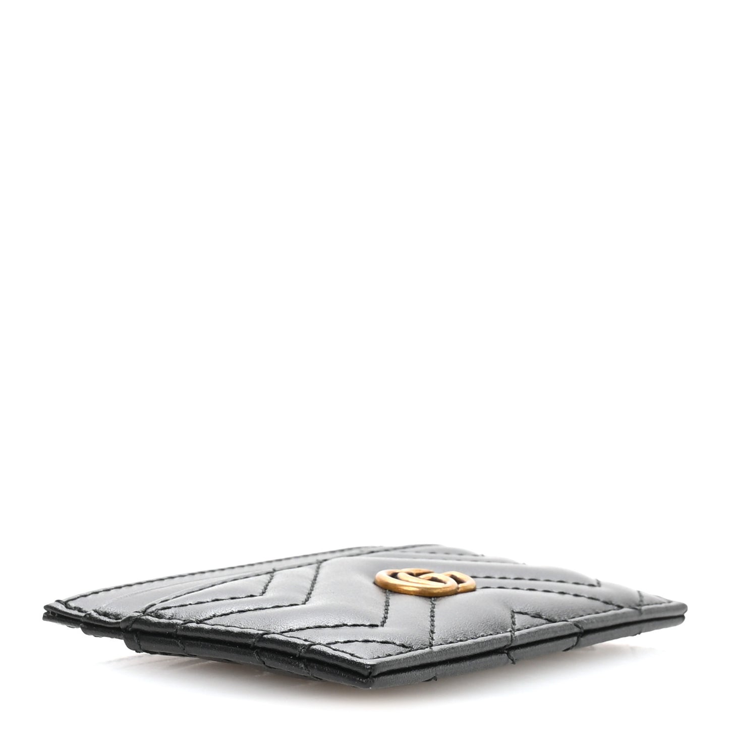 Calfskin Matelasse GG Marmont Card Holder Black