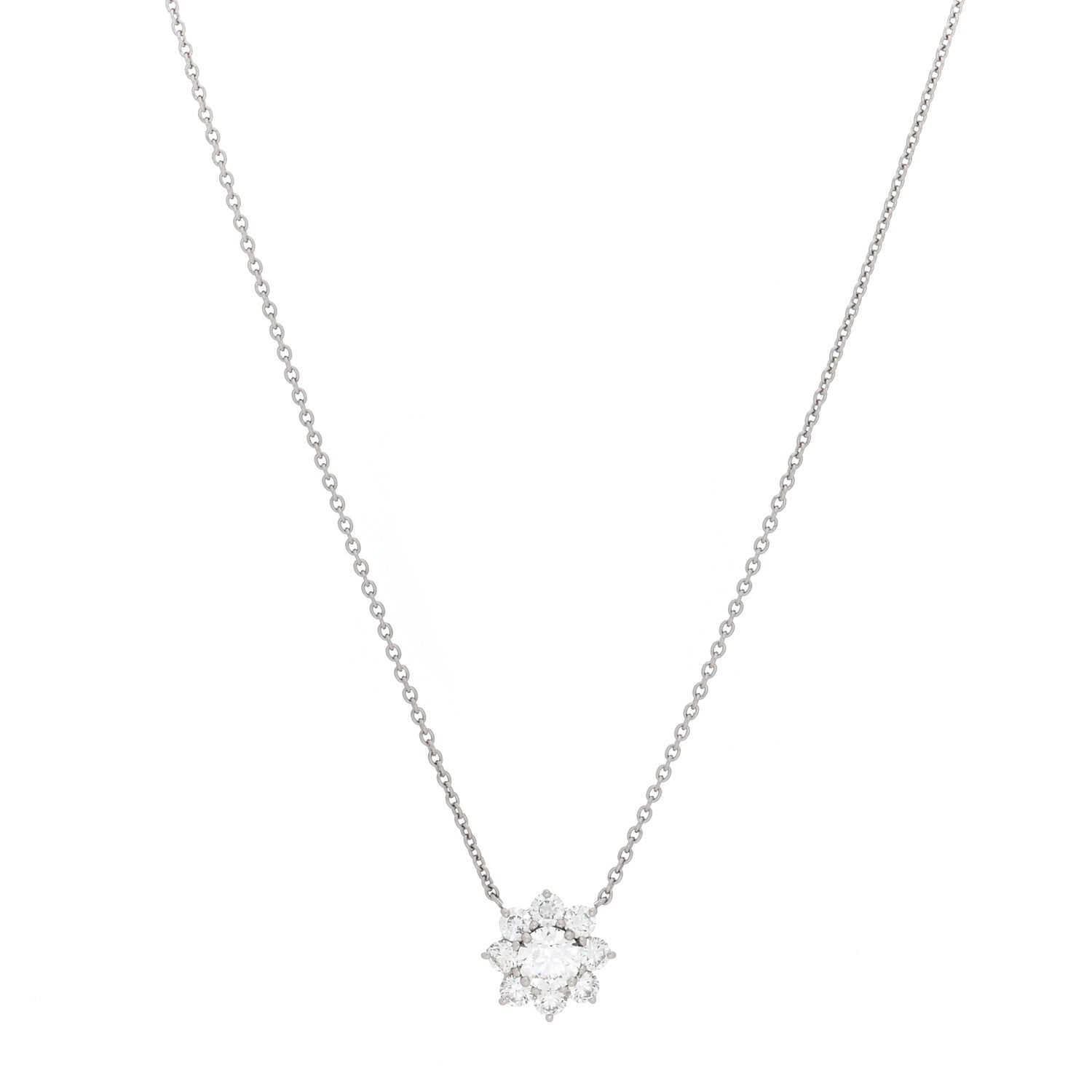Harry Winston Platinum Diamond Petite Sunflower Pendant Necklace 1 of 5
