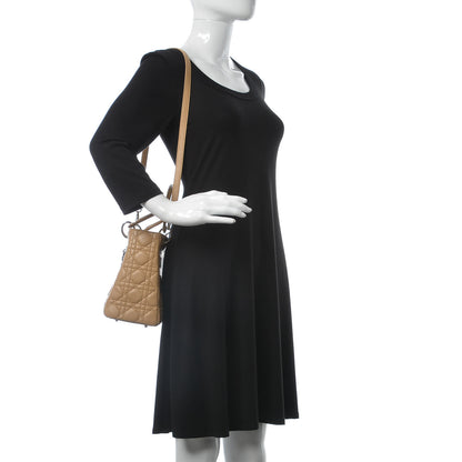 Christian Dior Lambskin Cannage Medium Lady Dior Beige 3 of 11