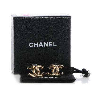 Chanel Pearl Resin Twisted CC Earrings Gold 5 of 5