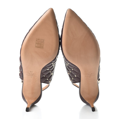 Valentino Garavani Nappa Quilted Rockstud Spike Slingback Low Heel Pumps 39 Rubin 5 of 8
