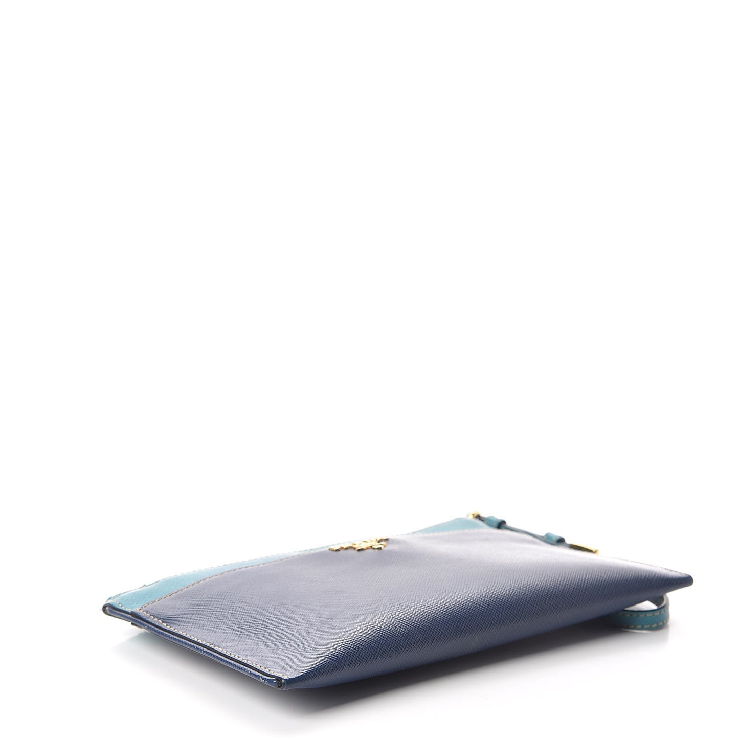 Saffiano Lux Bi-Color Clutch Bleuette Turchese