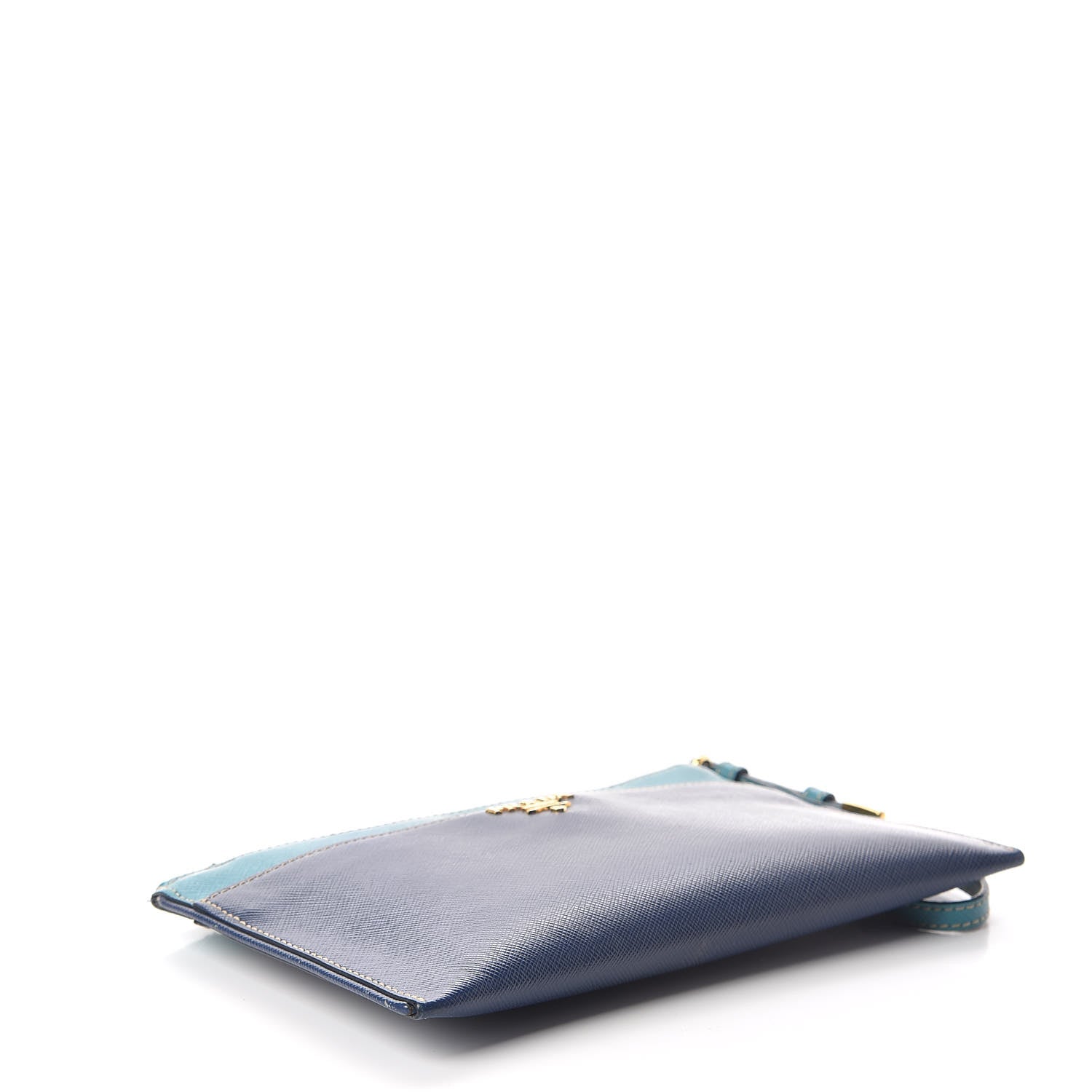 Prada Saffiano Lux Bi-Color Clutch Bleuette Turchese 4 of 9