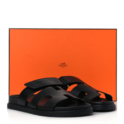 Hermes Calfskin Womens Chypre Sandals 35.5 Black 9 of 9