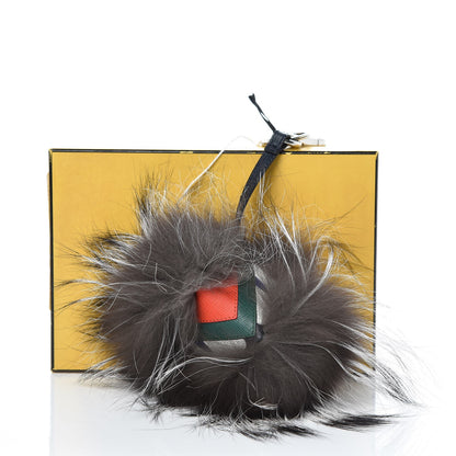 Fendi Silver Fox Fur Vitello Elite Monster Bag Bug Cube Charm Multicolor 3 of 3