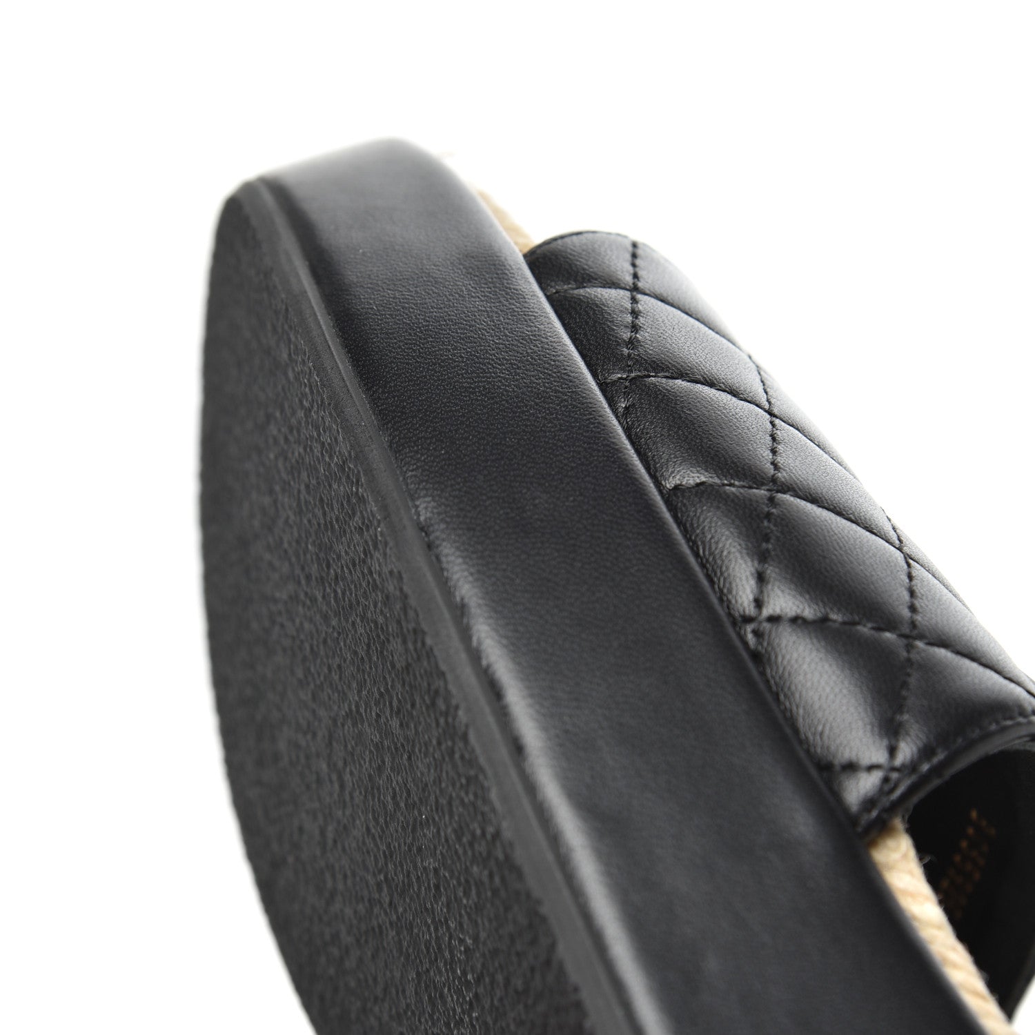 Chanel Lambskin Quilted CC Espadrille Slip On Sandals 41 Black 10 of 13