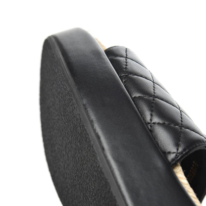 Chanel Lambskin Quilted CC Espadrille Slip On Sandals 41 Black 10 of 13