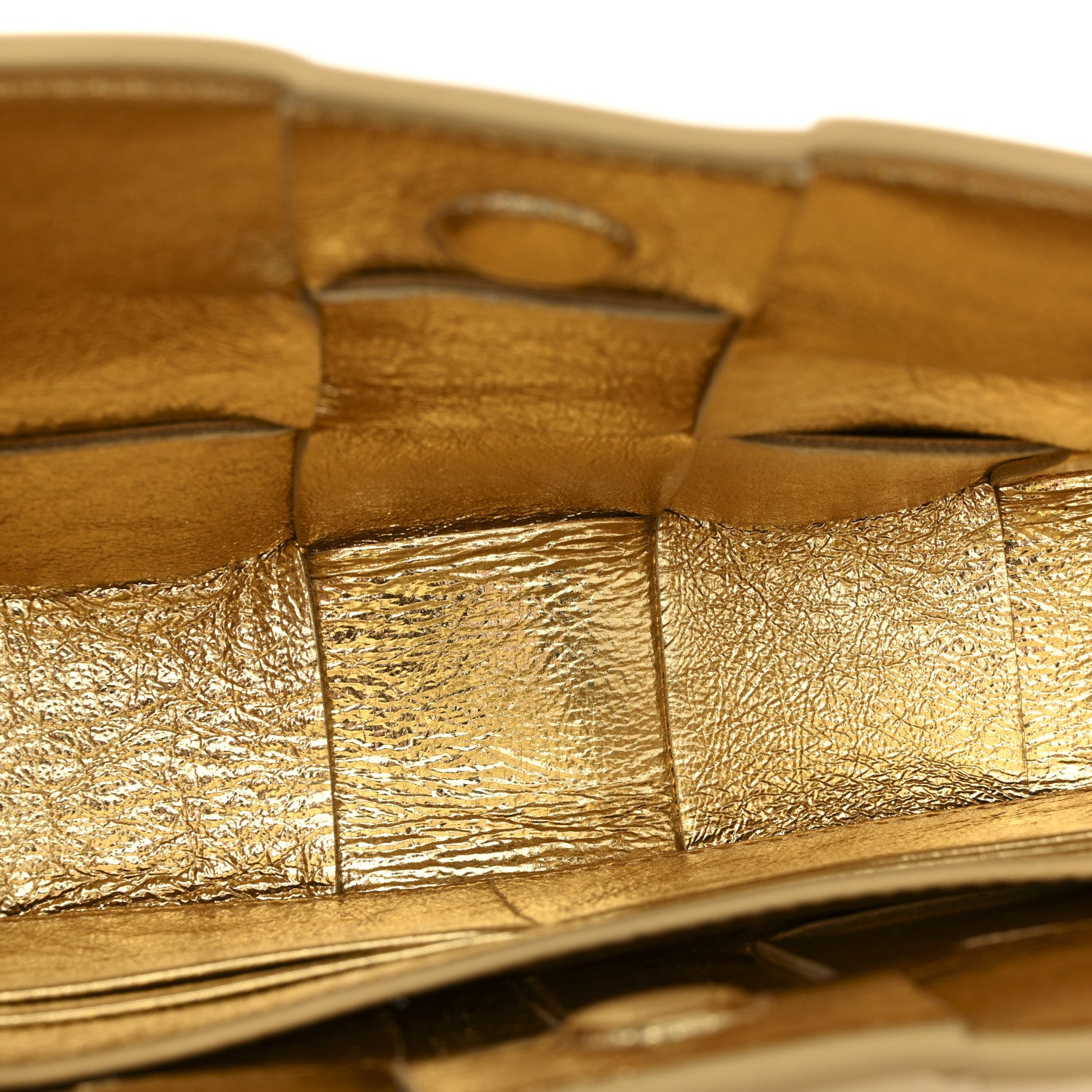 Bottega Veneta Metallic Lambskin Maxi Intrecciato Cassette Pouch On Strap Bag Gold 5 of 10