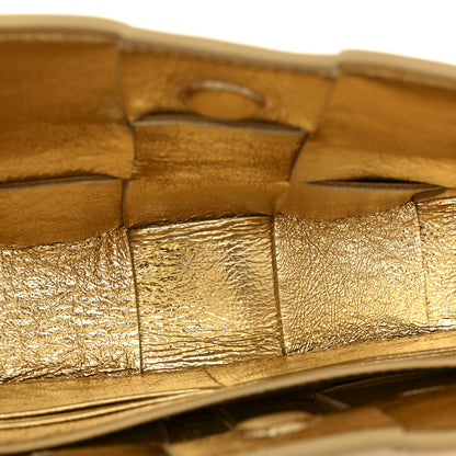 Bottega Veneta Metallic Lambskin Maxi Intrecciato Cassette Pouch On Strap Bag Gold 5 of 10