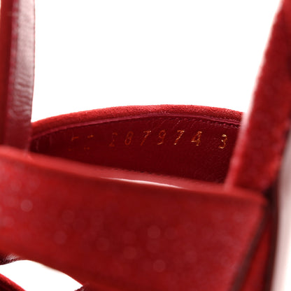 Saint Laurent Suede Quartz Tribute 75 Platform Sandals 38 Lipstick 8 of 9