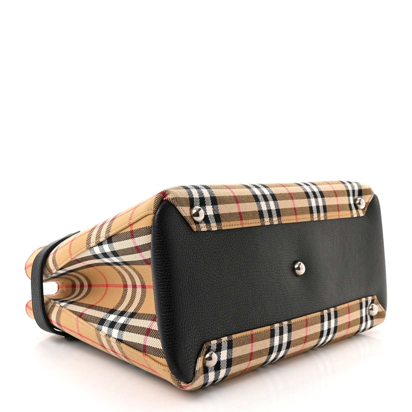 Goatskin Vintage Check Medium Banner Tote Black