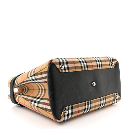 Burberry Goatskin Vintage Check Medium Banner Tote Black 4 of 15