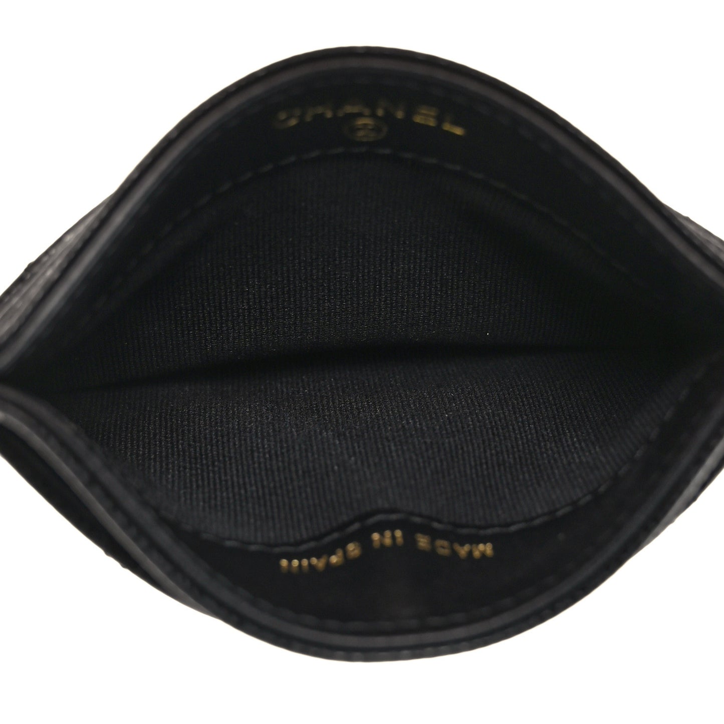Caviar Quilted Crystal Card Holder Black