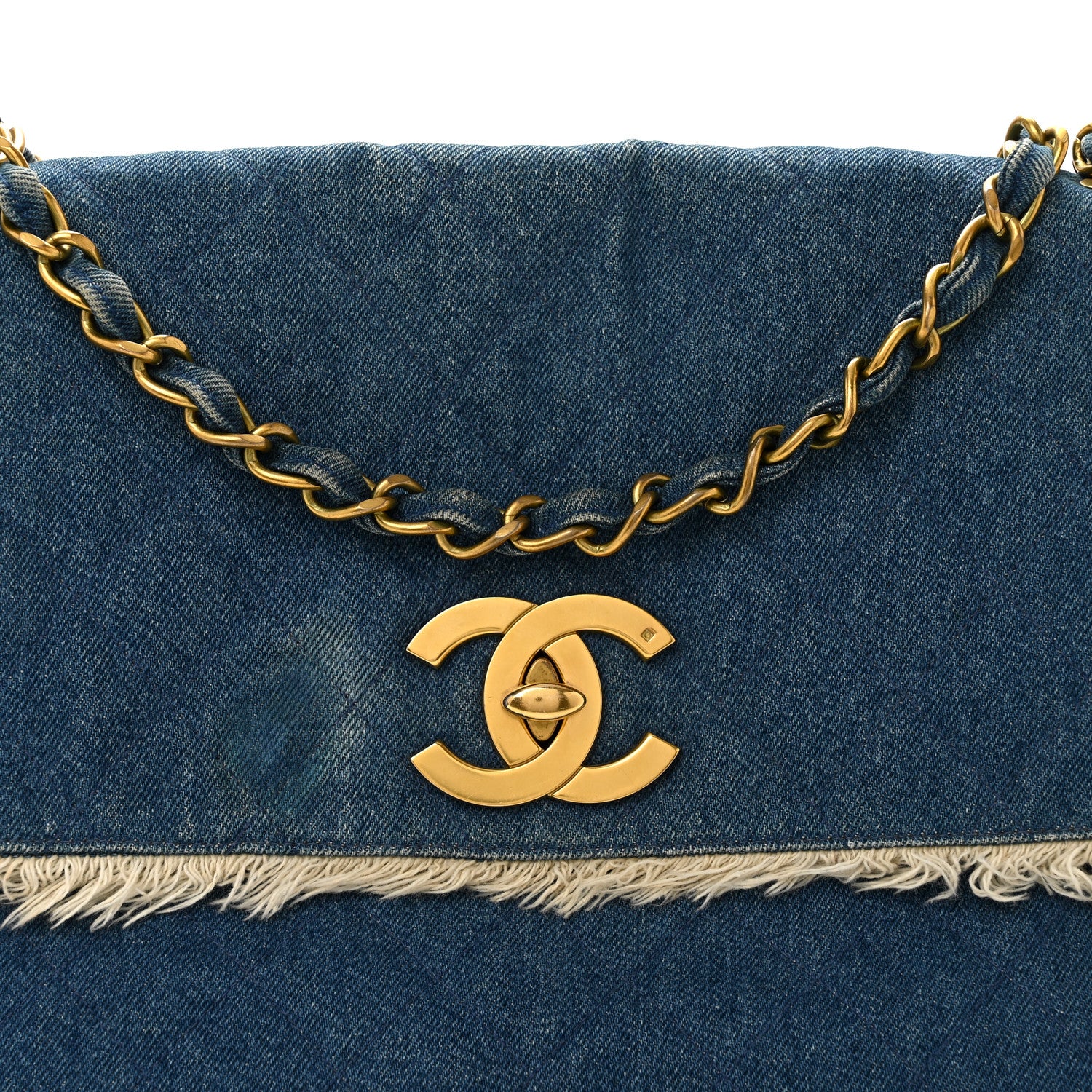 Chanel Frayed Denim Quilted Flap Blue 8 of 13