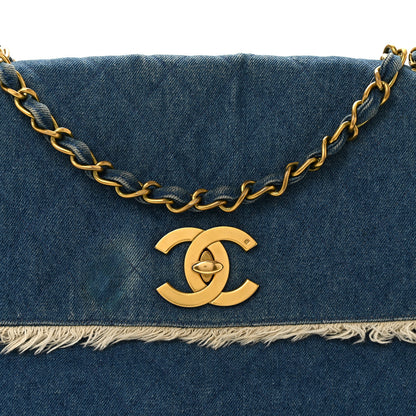 Chanel Frayed Denim Quilted Flap Blue 8 of 13