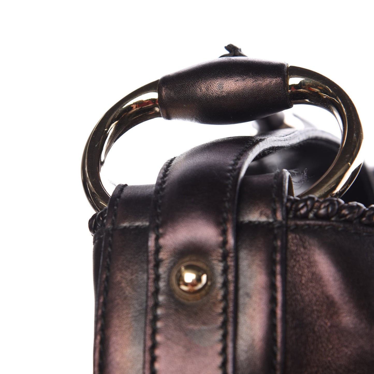 Calfskin Large Horsebit Chain Hobo Bronze