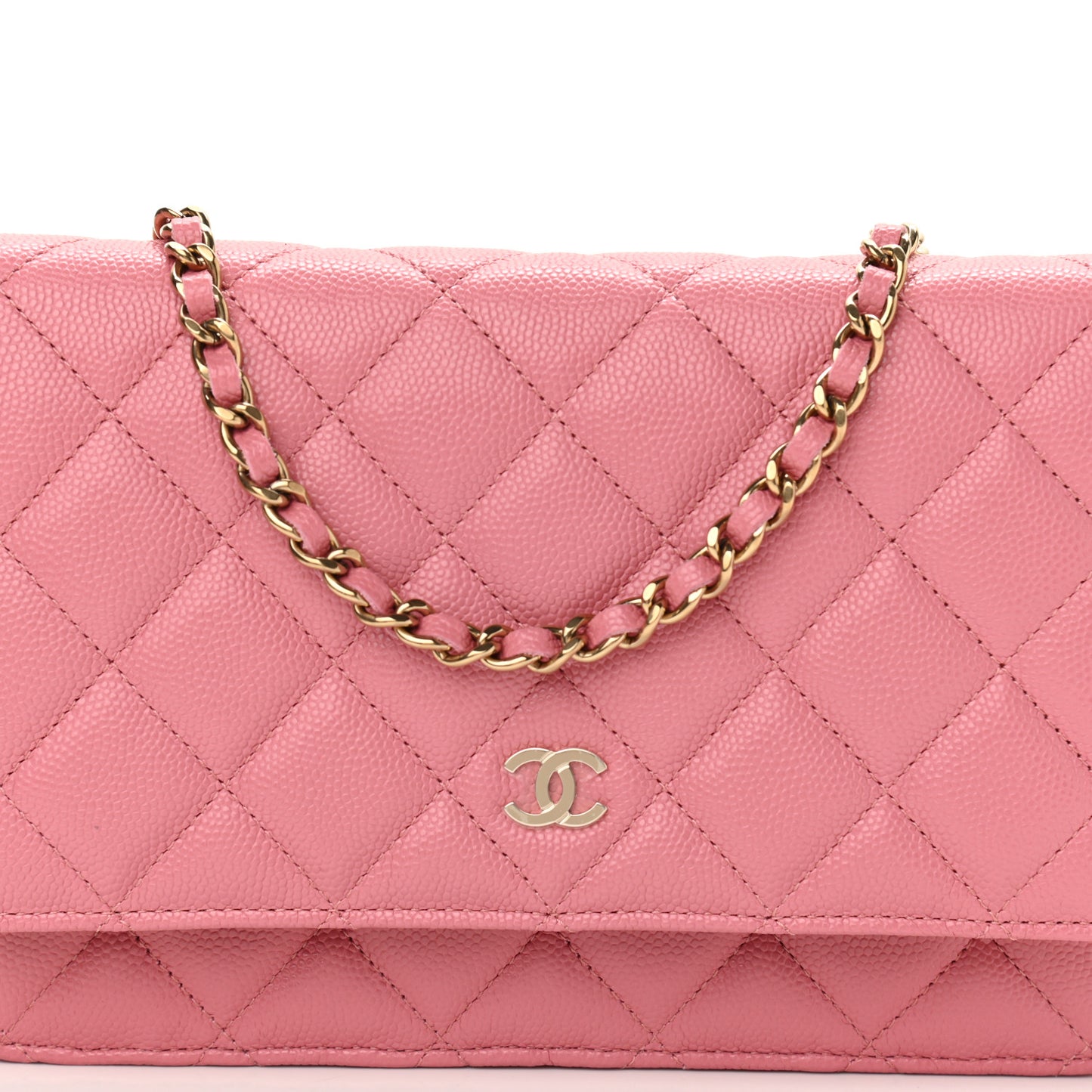 Caviar Quilted Wallet On Chain WOC Dark Pink