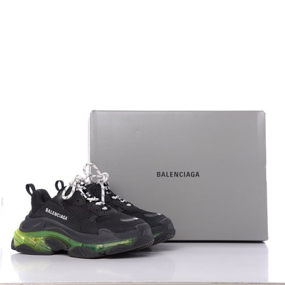 Balenciaga Fabric Mesh Clear Sole Womens Triple S Sneakers 37 Black Yellow Fluo 9 of 9