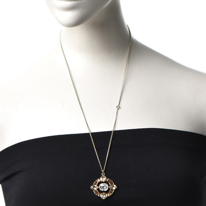 Chanel Crystal CC Medallion Necklace Light Gold 2 of 7