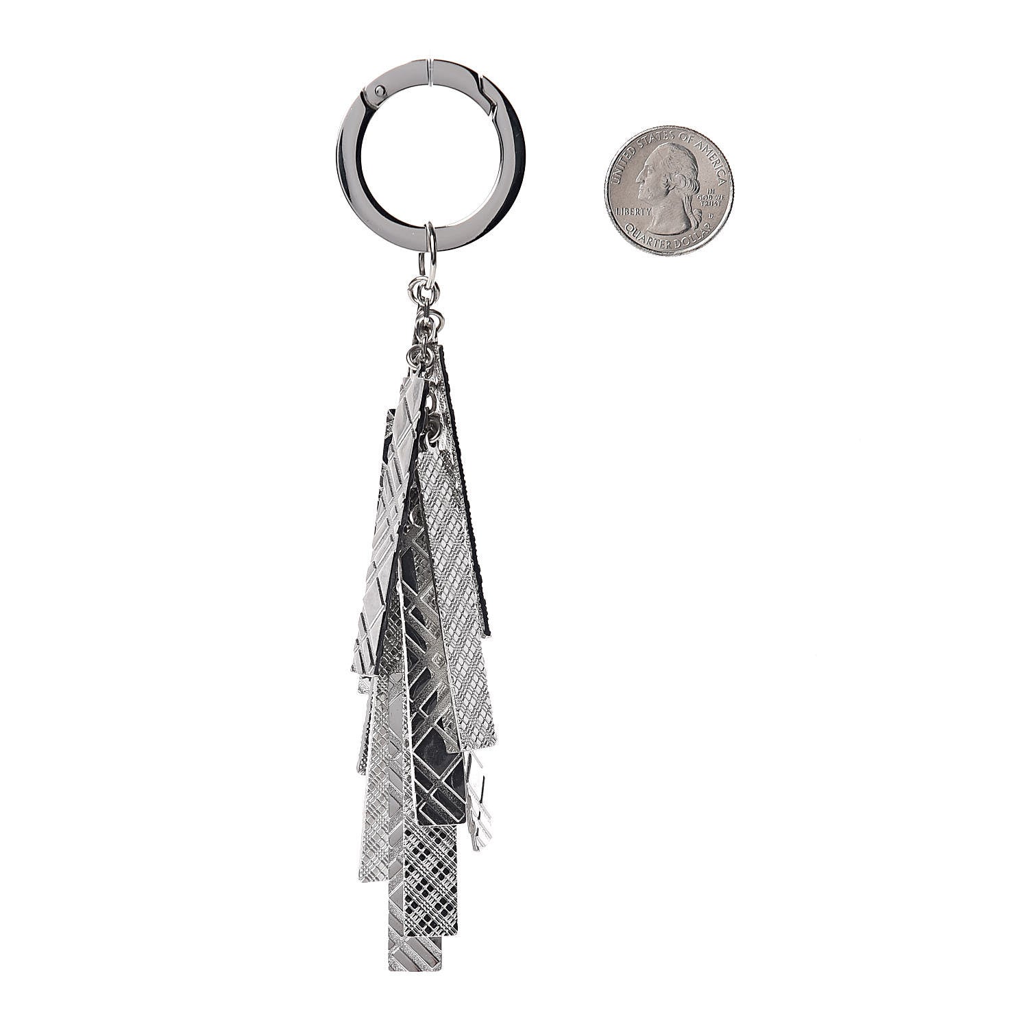 Burberry Nova Check Embossed Tags Keychain Charm Silver 2 of 2