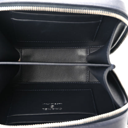 Chanel Caviar Quilted Striped Filigree Vanity Clutch With Chain Navy White 5 of 10