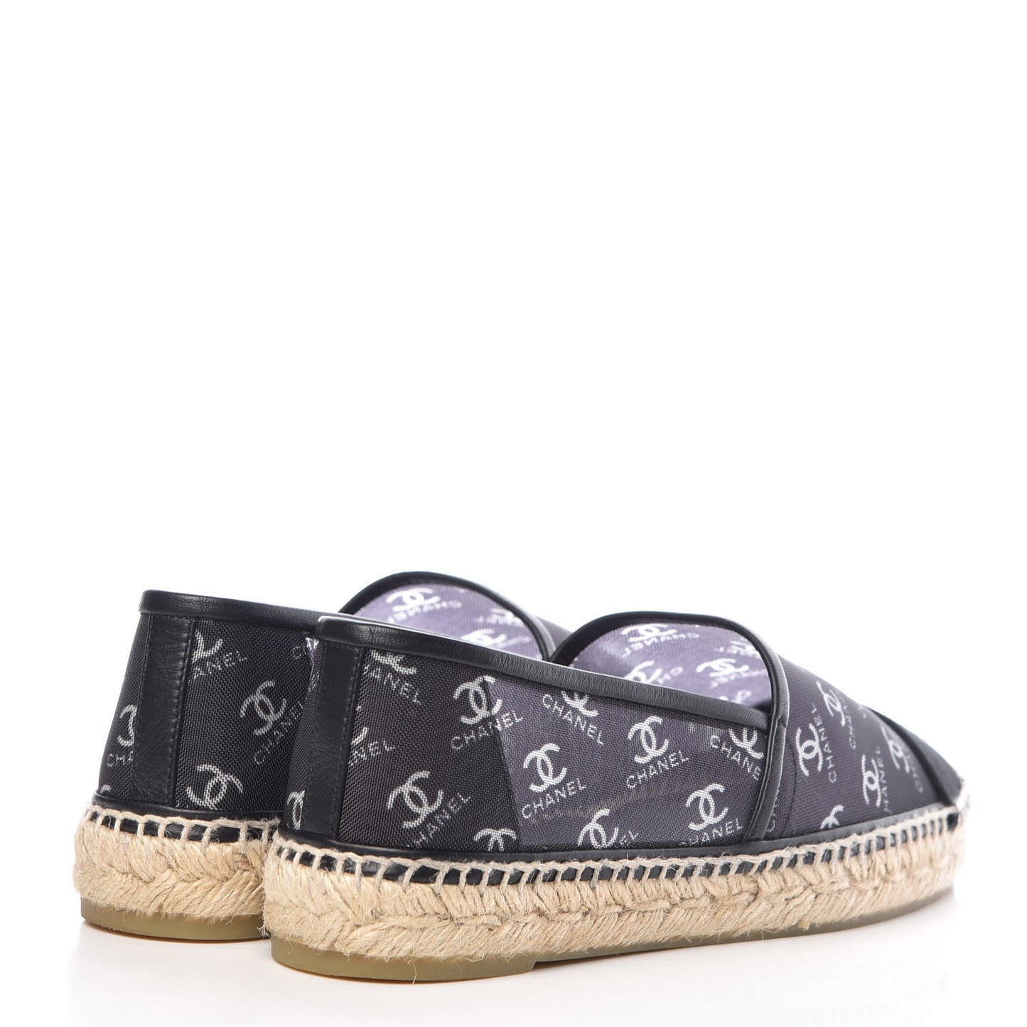 Mesh Grosgrain CC Espadrilles 40 Black White