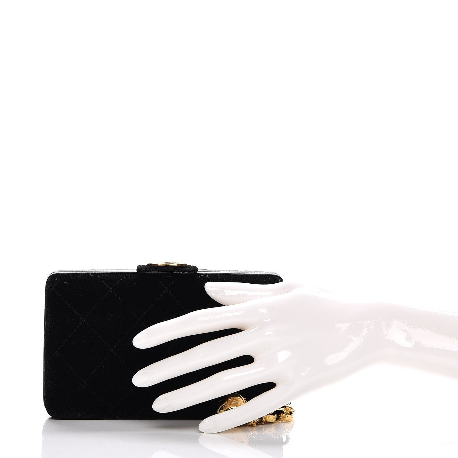 Chanel Quilted Velvet Clutch Black 2 of 9