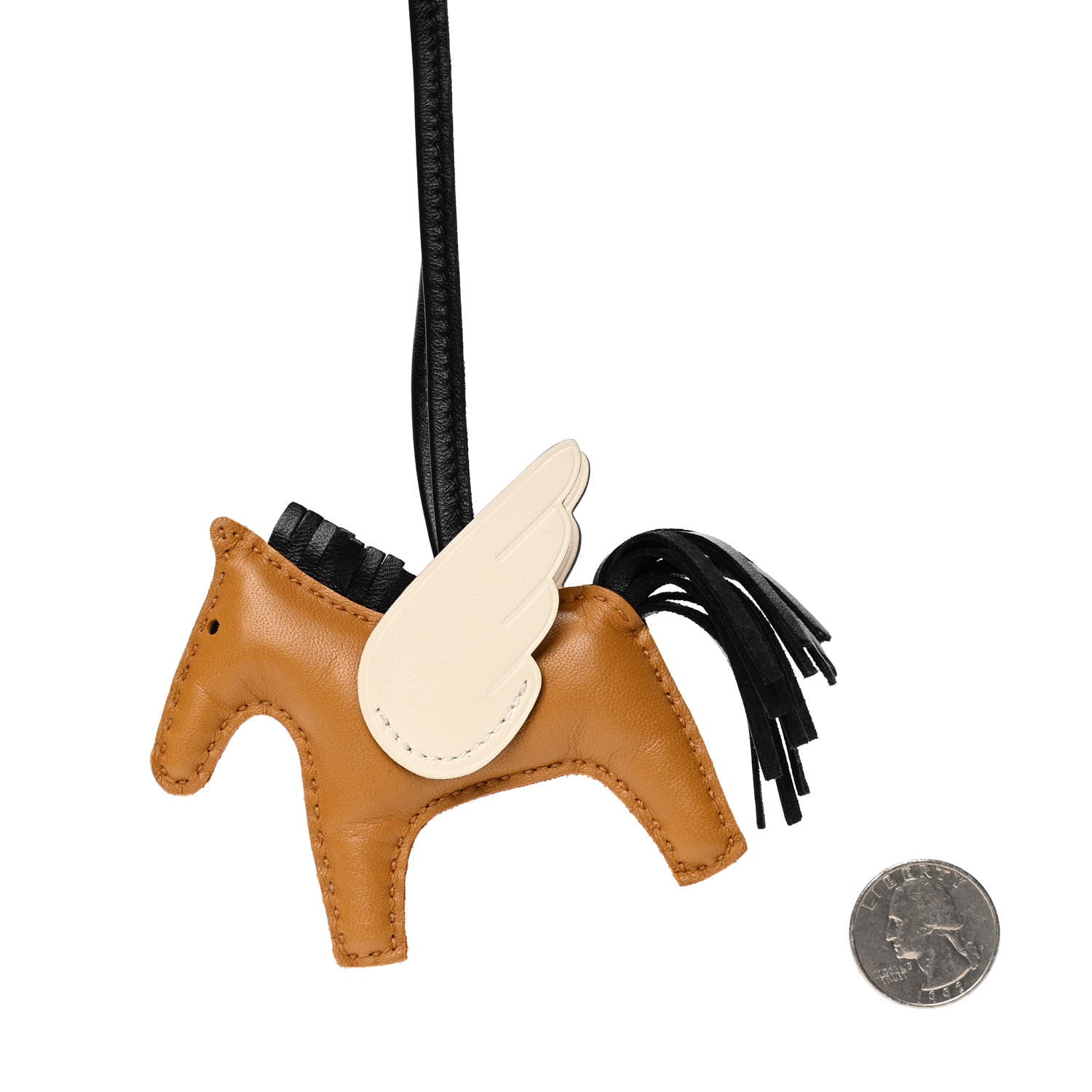 Hermes Milo Lambskin Grigri Rodeo Pegase Horse Bag Charm PM Sesame Black Nata 2 of 3