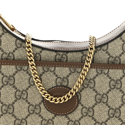 Gucci GG Supreme Monogram Azalea Calfskin Mini Retro Interlocking G Half Moon Bag Beige Ebony Brown Sugar 8 of 11