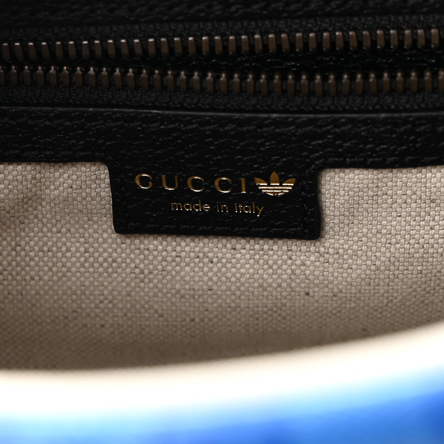 Gucci X ADIDAS Crystal Vintage Monogram Textured Dollar Calfskin Web Trefoil Logo Small Messenger Bag Bright Splash Off White Black 7 of 10