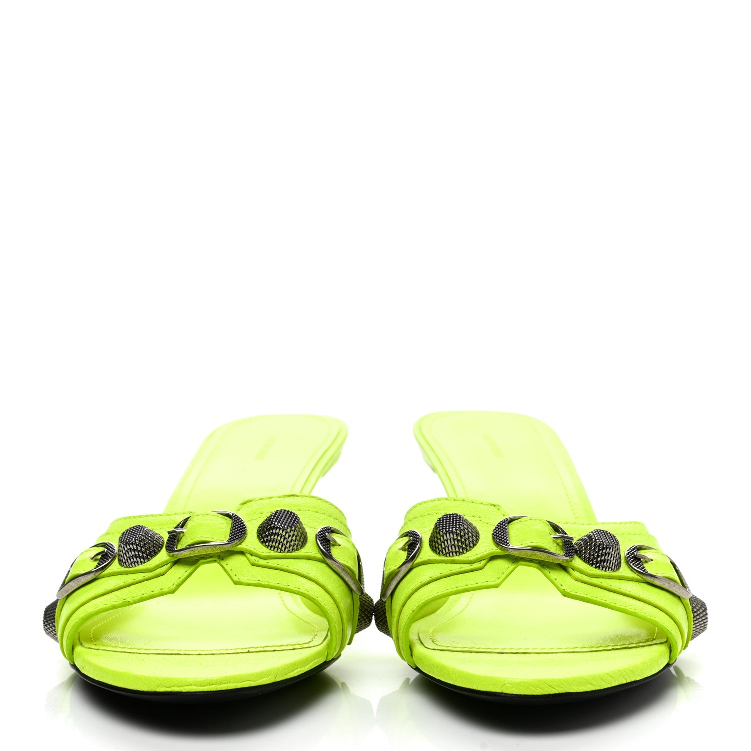 Balenciaga Agneau Arena Cagole 50mm Slide Sandals 39.5 Fluo Yellow 2 of 8