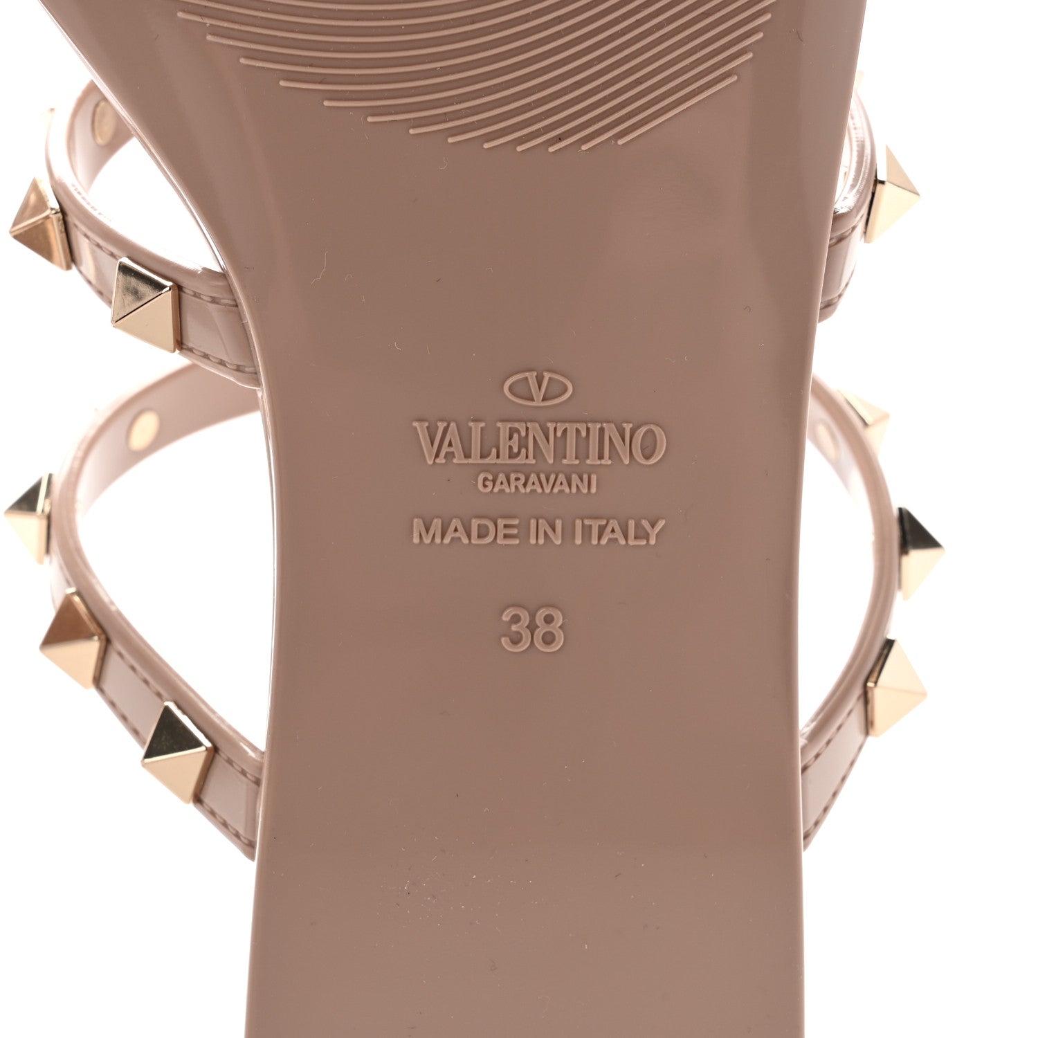 Valentino Garavani PVC Jelly Rockstud Caged Flat Thong Sandals 38 Poudre 6 of 7
