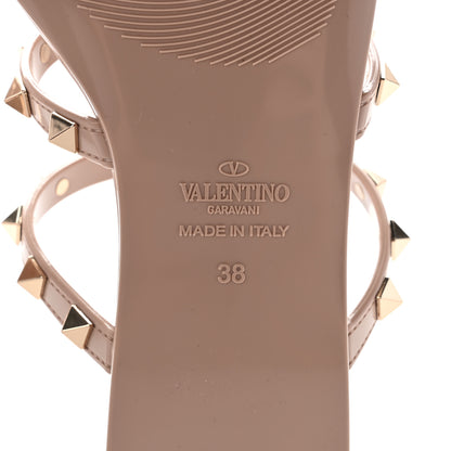 Valentino Garavani PVC Jelly Rockstud Caged Flat Thong Sandals 38 Poudre 6 of 7