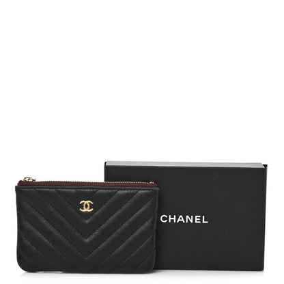 Chanel Lambskin Chevron Quilted Small Cosmetic Case Black 8 of 8