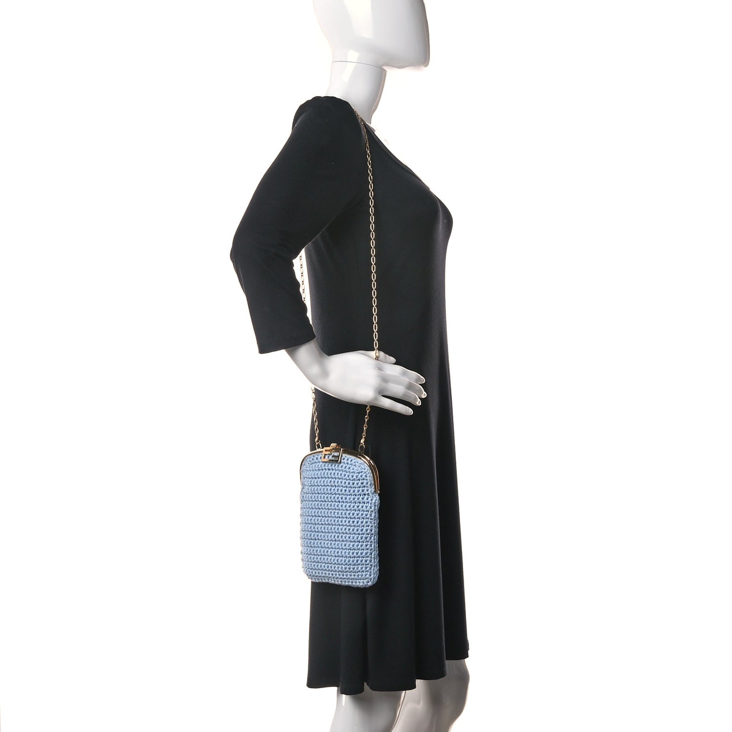 Fabric Crochet Baguette Phone Bag Azzurro Sky