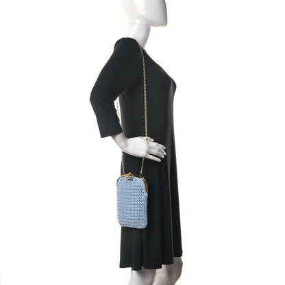 Fendi Fabric Crochet Baguette Phone Bag Azzurro Sky 3 of 12