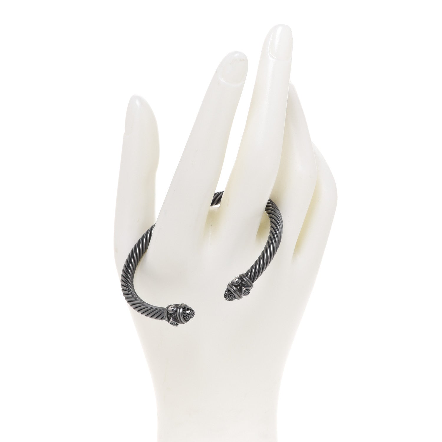 David Yurman Darkened Sterling Silver Black Diamond 5mm Renaissance Bracelet 2 of 4