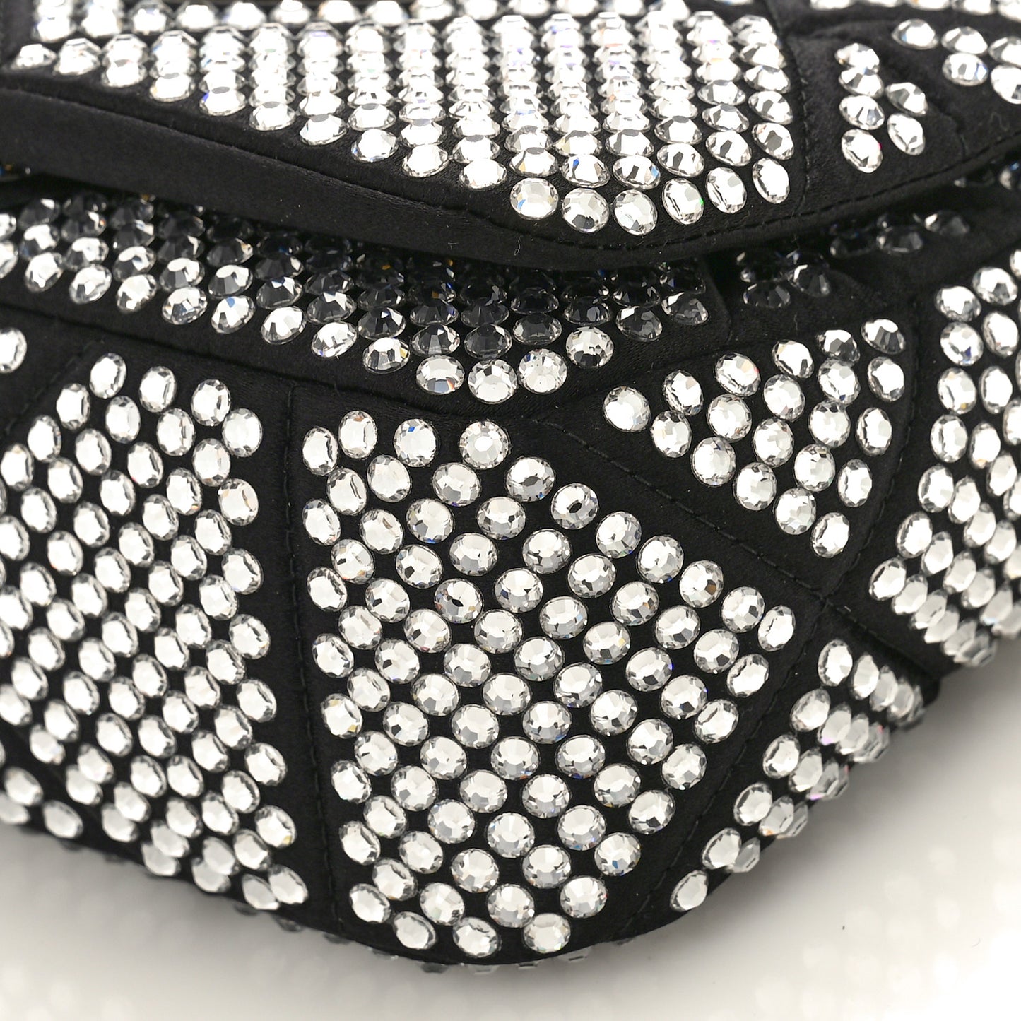 Satin Crystal Mini Bag With Chain Black