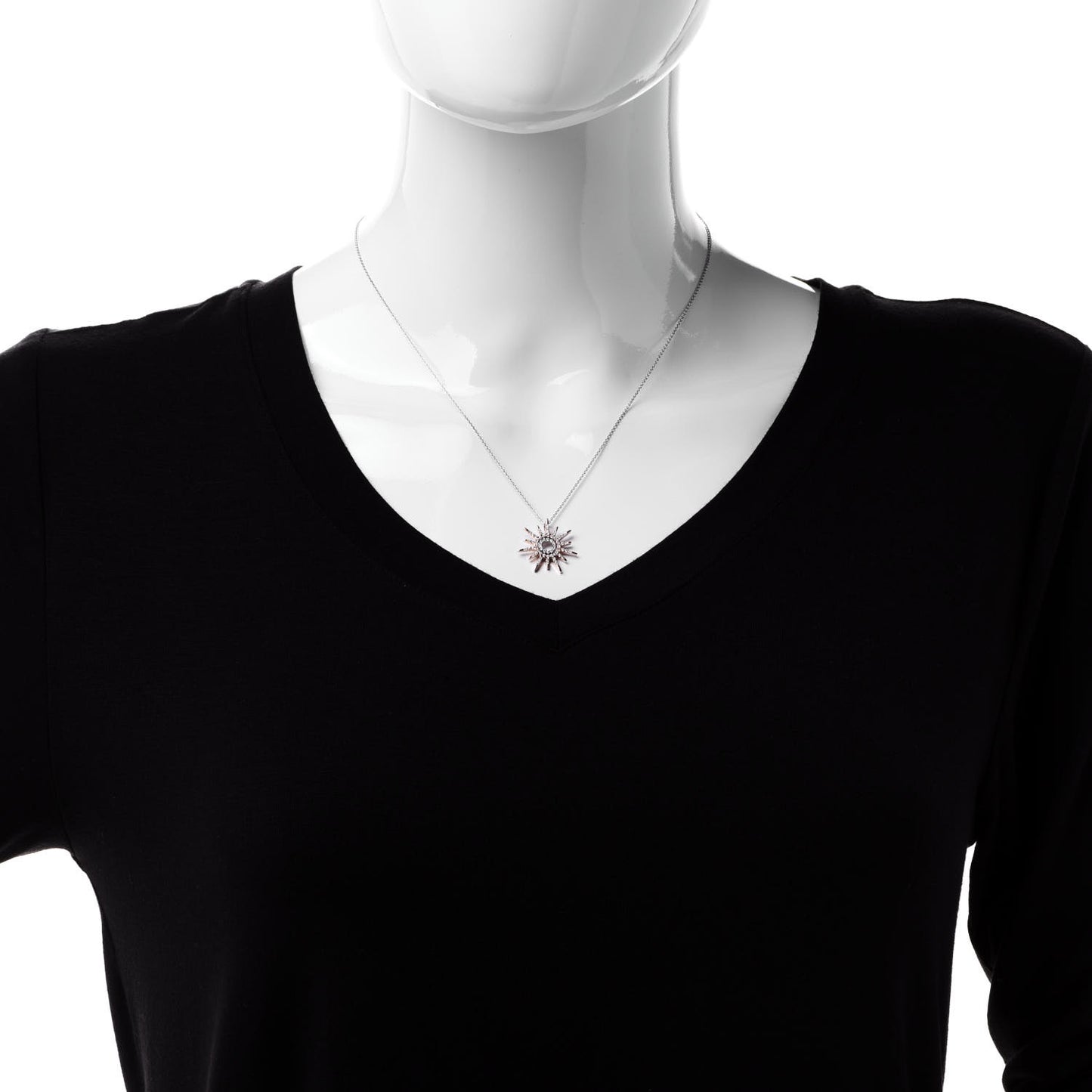 18K Rose White Gold Diamond Tiny Treasures Sun Pendant Necklace