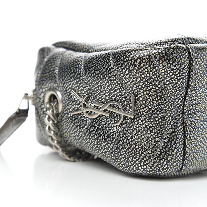 Saint Laurent Metallic Grain De Poudre Y Quilted Monogram Mini Loulou Camera Bag Gun Metal 7 of 8