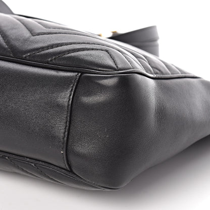 Gucci Calfskin Matelasse Medium GG Marmont Open Top Shoulder Bag Black 11 of 12