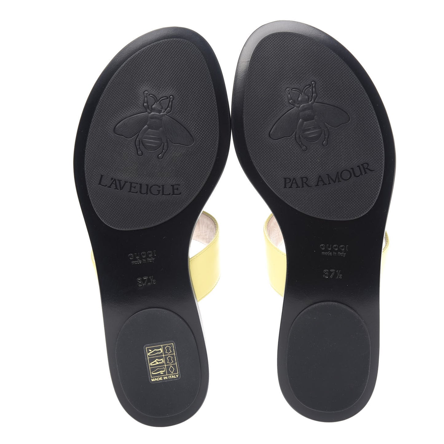 Calfskin GG Marmont Thong Sandals 37.5 Banana