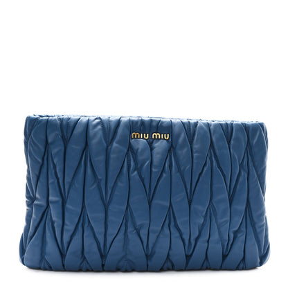 Miu Miu Nappa Matelasse Large Lux Pouch  Laguna 1 of 7