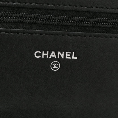 Chanel Printed Lambskin Airlines Wallet On Chain WOC White Blue Black 8 of 13