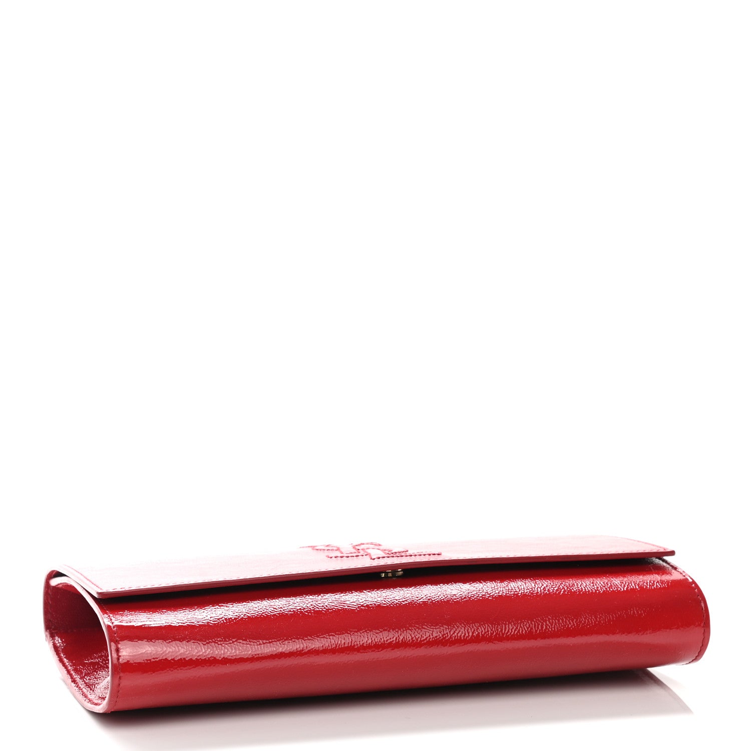 Saint Laurent Textured Patent Monogram Large Belle De Jour Clutch Red 4 of 9