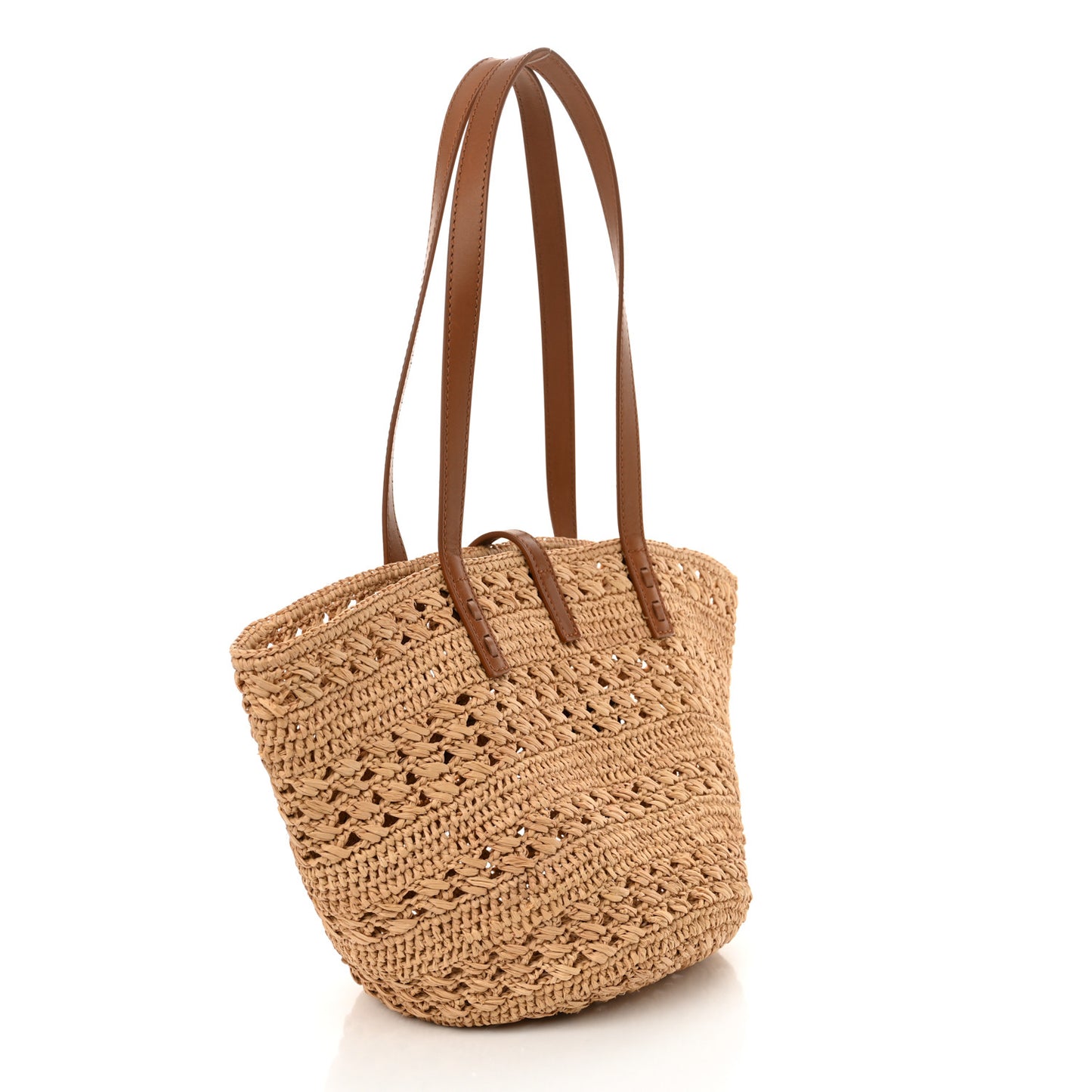 Raffia Calfskin Small Panier Tote Naturel