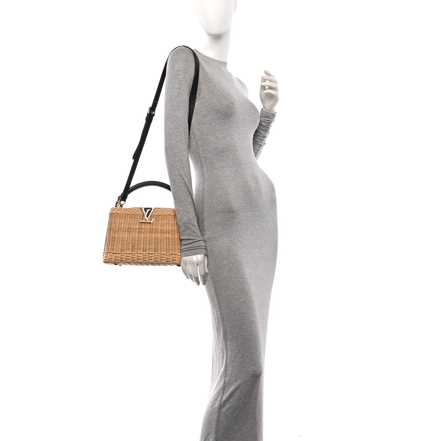 Louis Vuitton Rattan Calfskin Capucines BB Black 2 of 9