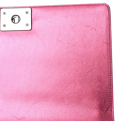 Chanel Metallic Patent Quilted New Medium Boy Flap Fuchsia 18 of 19