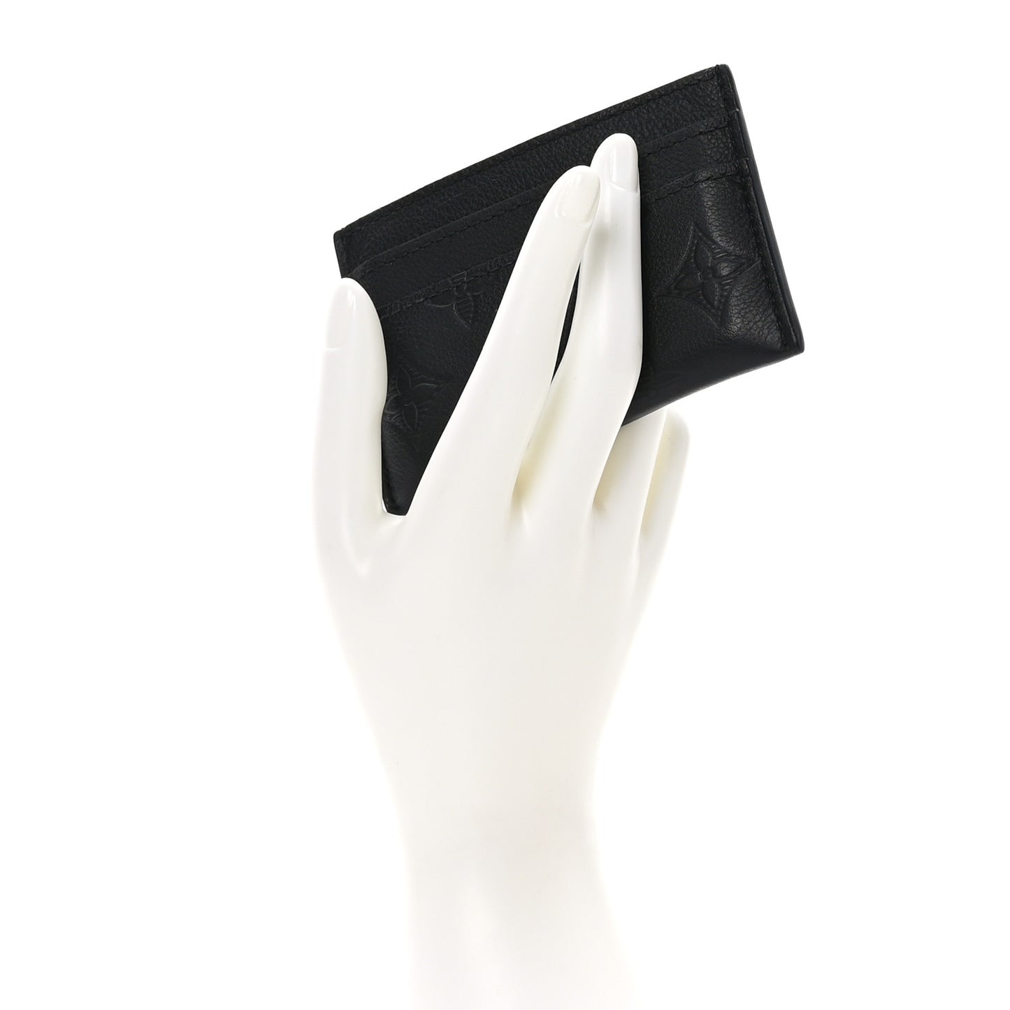 Calfskin Monogram Shadow Double Card Holder Black