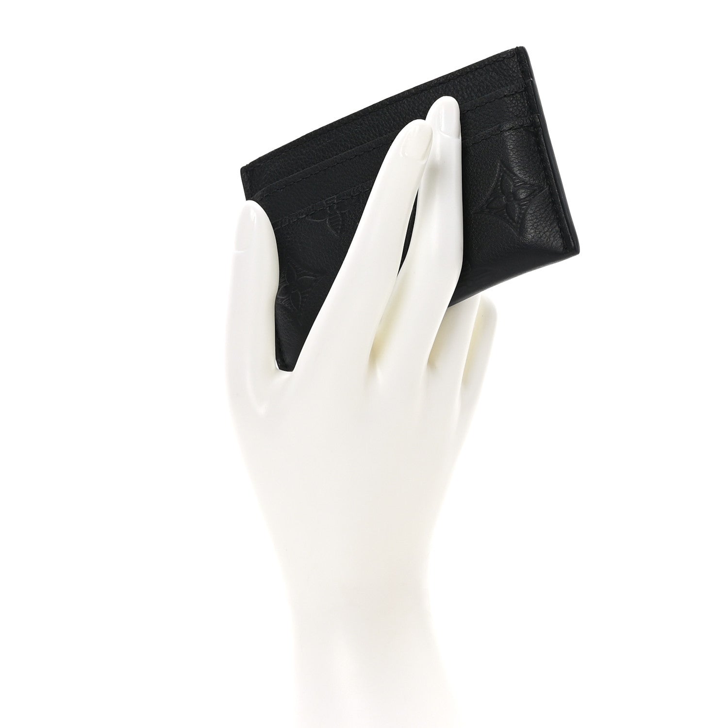Louis Vuitton Calfskin Monogram Shadow Double Card Holder Black 2 of 7